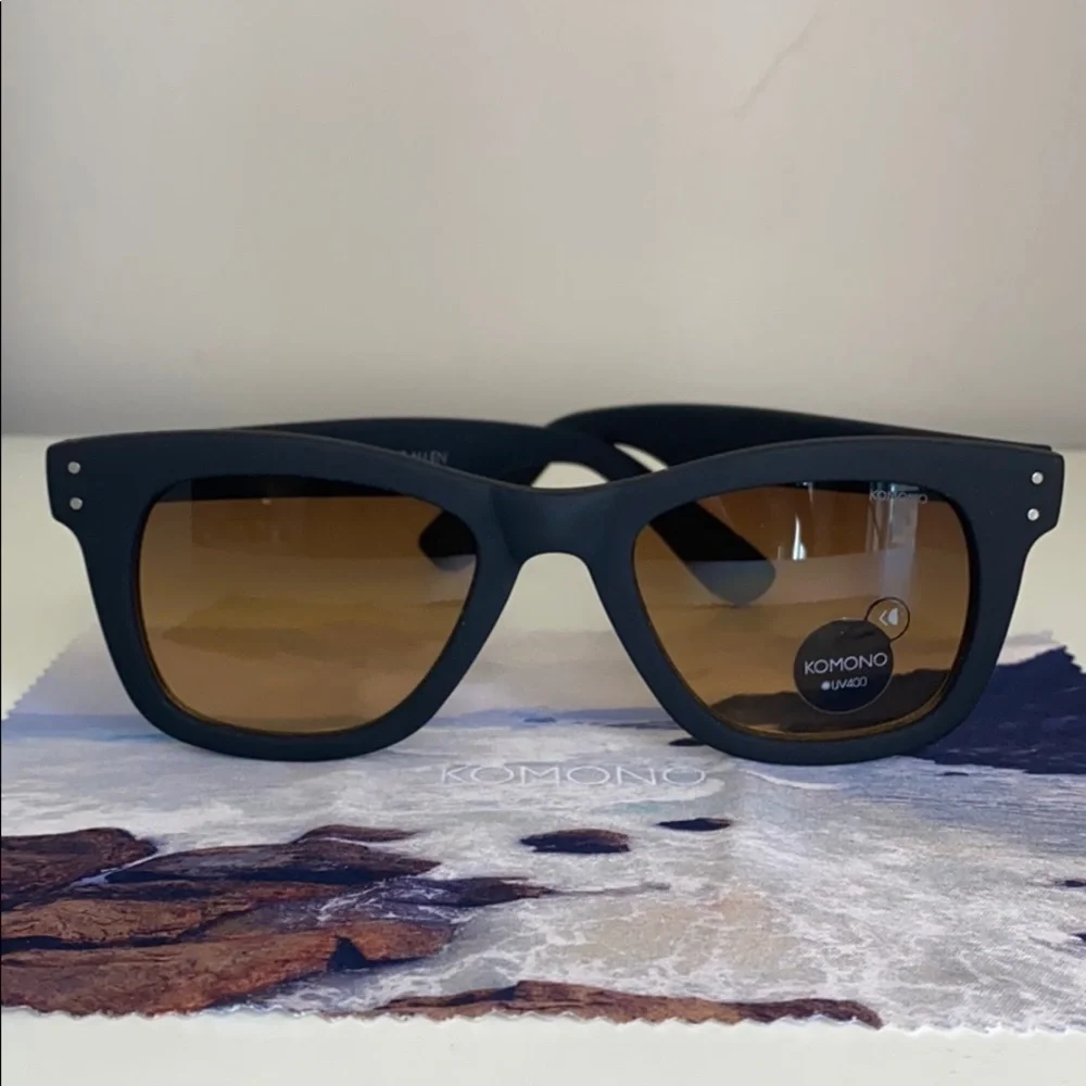 Komono New Allen Black Rubber Sunglasses NEW